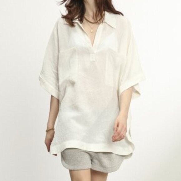 Raey | 100% Linen Patch-pocket Smock Top in White | Size S/M - Picture 1 of 10